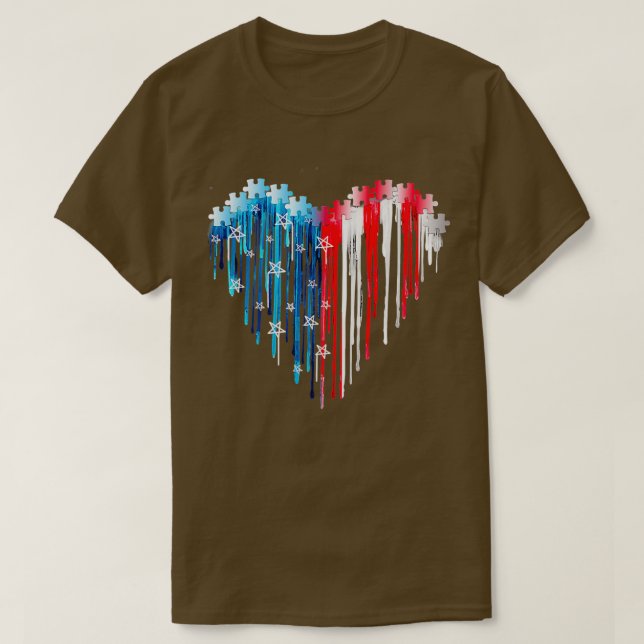 Autism 4:e juli Pussel Delarare T Shirt (Design framsida)