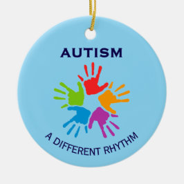 Autism A Different Rhythm Handprint Christmas Julgransprydnad Keramik