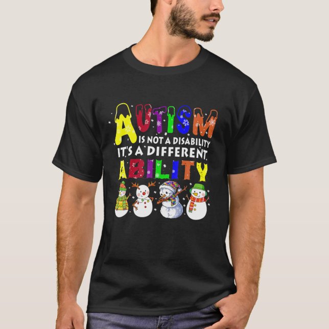 Autism Ability Cute Snögubbe Autism Family Kärlek  T Shirt (Framsida)