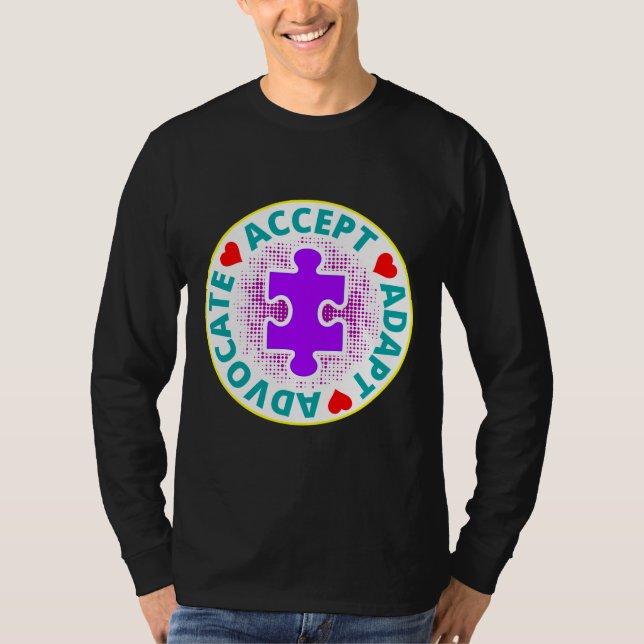 Autism Accept Adapt Advocate A Nice Drawing With 3 T Shirt (Framsida)