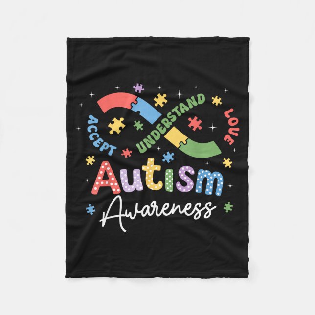 Autism Accept Infinity Symbol Acceptera Förstå Fleecefilt (Framsidan)