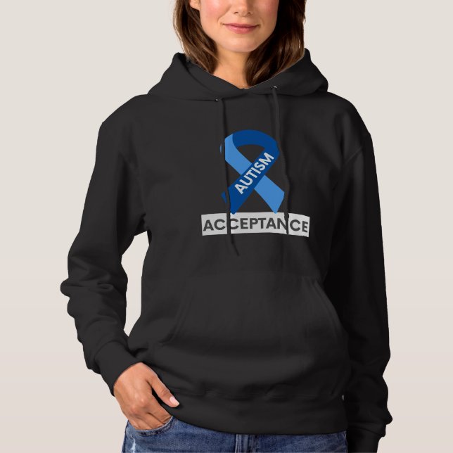 Autism Acceptance Blue Ribbon T Shirt (Framsida)