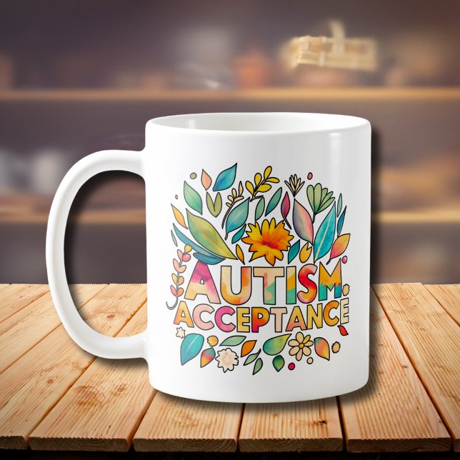 Autism Acceptance Colorful Flowers Kaffemugg (Skapare uppladdad)