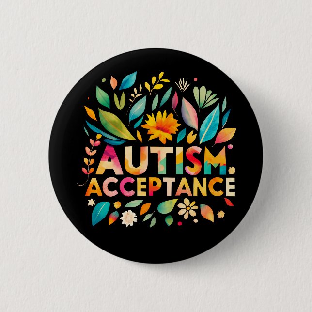 Autism Acceptance Colorful Flowers Knapp (Framsida)