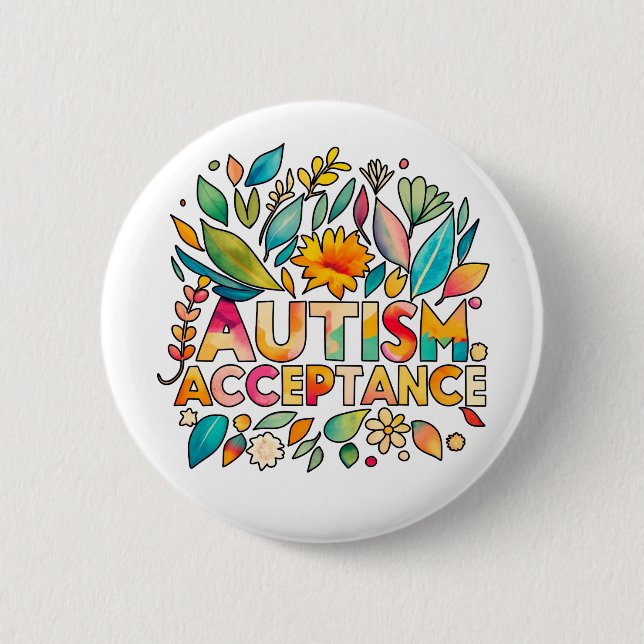 Autism Acceptance Colorful Flowers Knapp (Framsida)