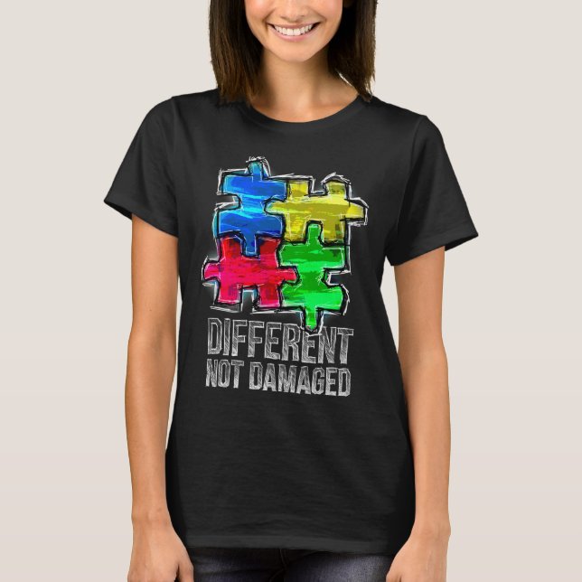 Autism Acceptance Different Not Damaged T Shirt (Framsida)