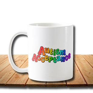 Autism Acceptance Rainbow Typography Kaffemugg