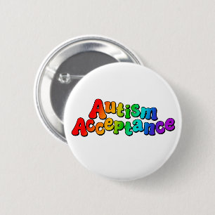Autism Acceptance Rainbow Typography Knapp