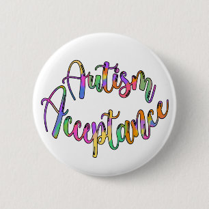 Autism Acceptance Rainbow Typography Knapp