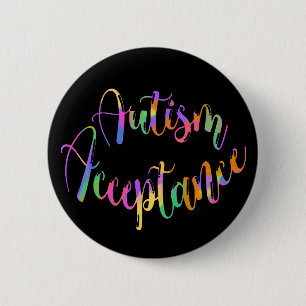Autism Acceptance Rainbow Typography on Black Knapp