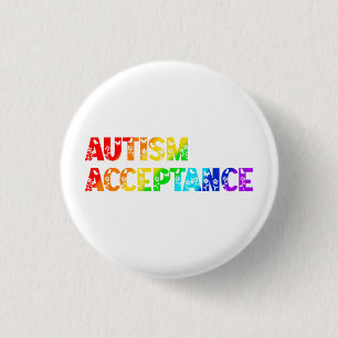 "Autism Acceptance" Regnbåge Färgad Text Knapp