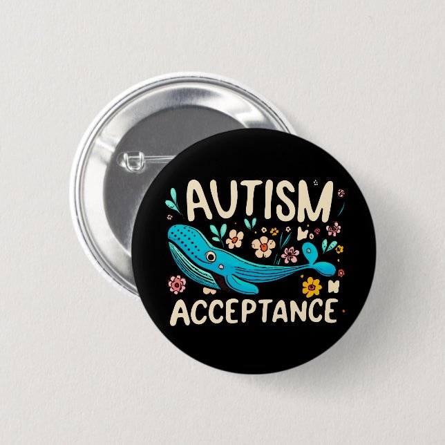Autism Acceptance Whale Knapp (Framsida & baksida)
