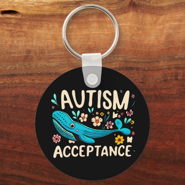Autism Acceptance Whale Nyckelring (Baksida)