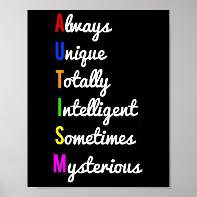 Autism Acceptans Alltid Unik  Poster (Framsidan)