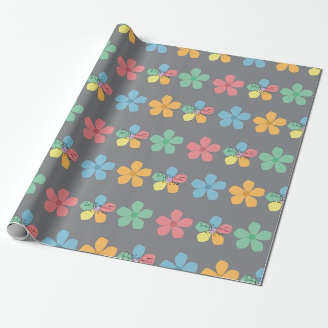Autism Acceptans Annorlunda Inte Mindre Blommor Gr Presentpapper (Utrullad)