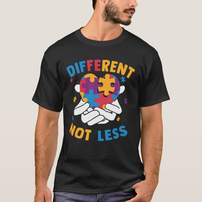 Autism Acceptans Annorlunda Inte Mindre För Autist T Shirt (Framsida)