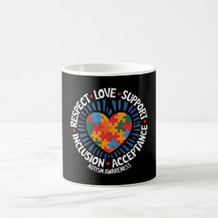 Autism Acceptans Autistisk Respekt Kärlek Stöd Kaffemugg