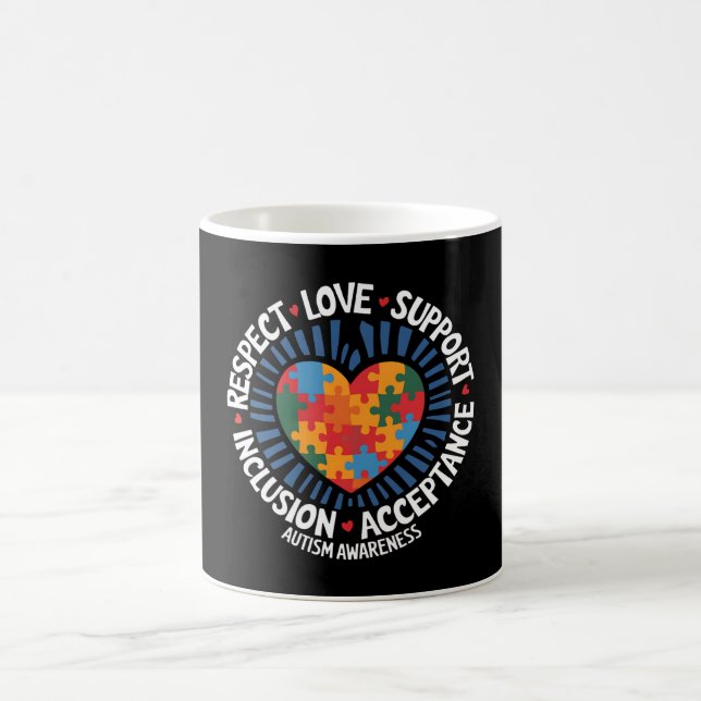 Autism Acceptans Autistisk Respekt Kärlek Stöd Kaffemugg (Center)