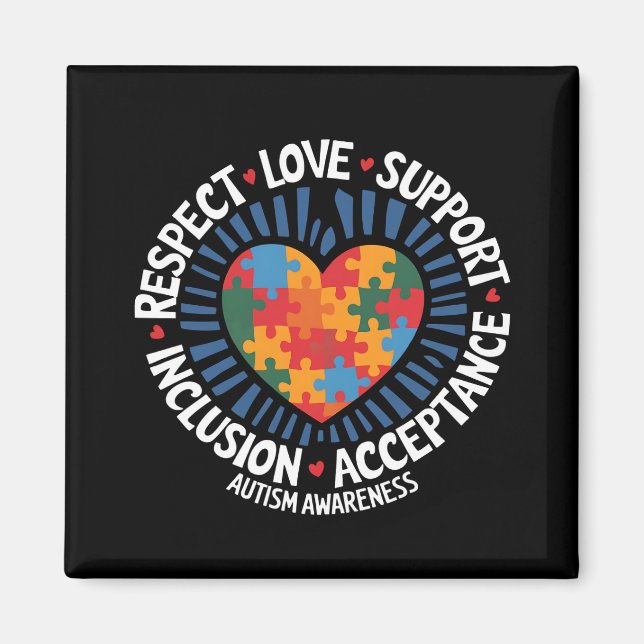 Autism Acceptans Autistisk Respekt Kärlek Stöd Magnet (Framsidan)