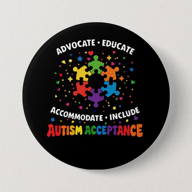 Autism Acceptans Förespråkare Utrblda Rainbow Puss Knapp (Framsida)