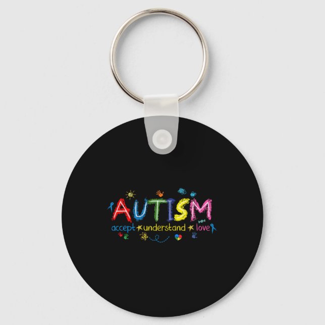 Autism Acceptans Förstå Kärlek Asd Stöd Nyckelring (Framsida)