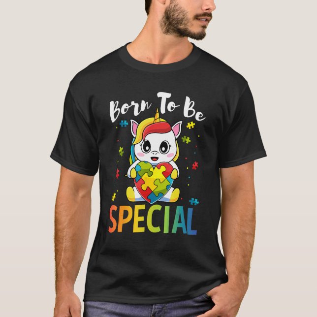 Autism Acceptans Fött Speciellt Enhörning Pussel F T Shirt (Framsida)