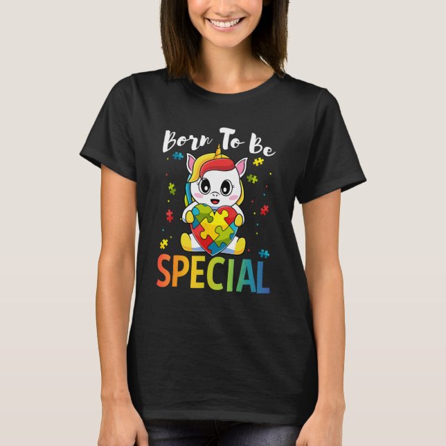 Autism Acceptans Fött Speciellt Enhörning Pussel F T Shirt (Framsida)