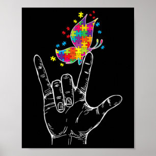 Autism Acceptans Jag Älskar Dig Asl Handtecken Poster