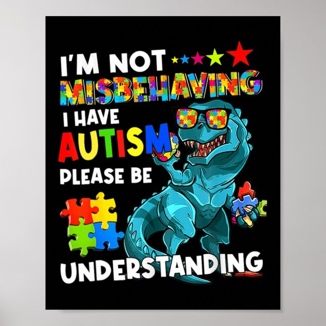 Autism Acceptans Jag Misbehavar Inte Jag Har Autis Poster (Framsidan)
