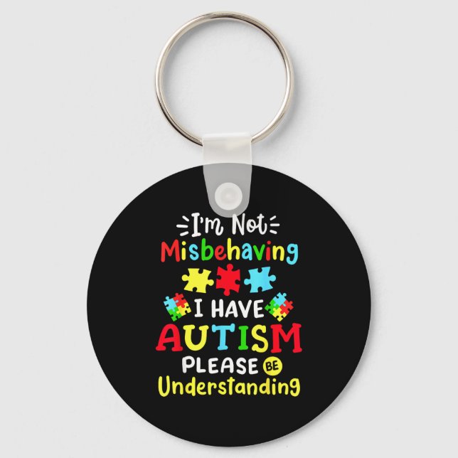 Autism Acceptans Jag Misstämmer Inte Jag Har Autis Nyckelring (Framsida)