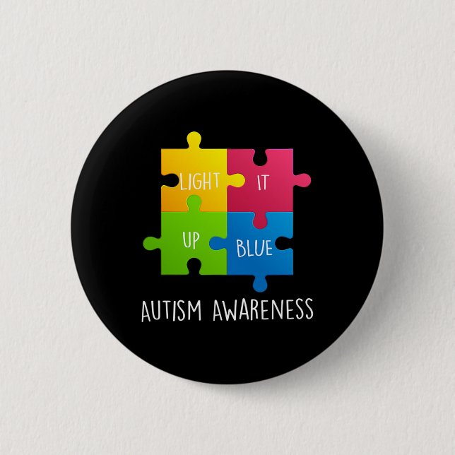 Autism Acceptans Lys Upp Det Blått  Knapp (Framsida)