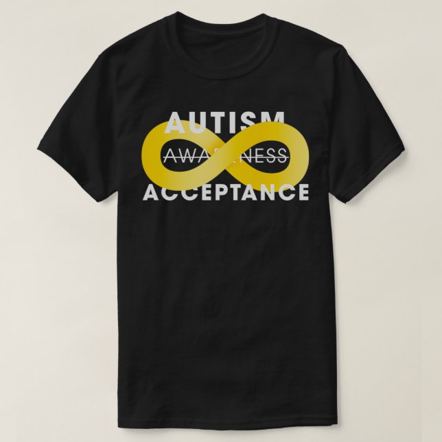 Autism Acceptans med oändlighet från Guld T Shirt (Design framsida)