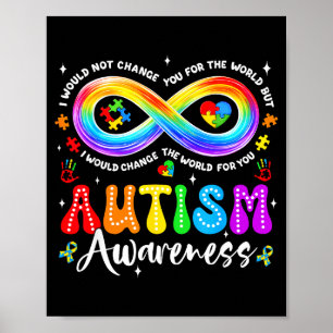 Autism Acceptans Medvetenhet Rainbow Oändlighetssy Poster