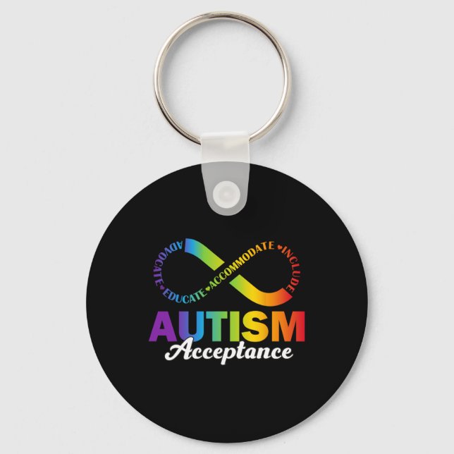 Autism Acceptans Medvetenhet Skjorta Oändlighetssy Nyckelring (Framsida)