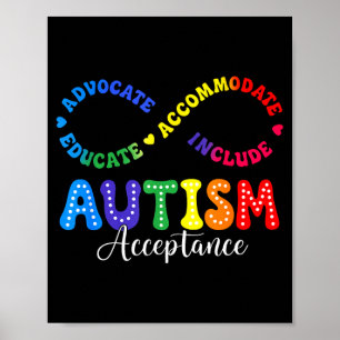 Autism Acceptans Medvetenhet Skjorta Oändlighetssy Poster