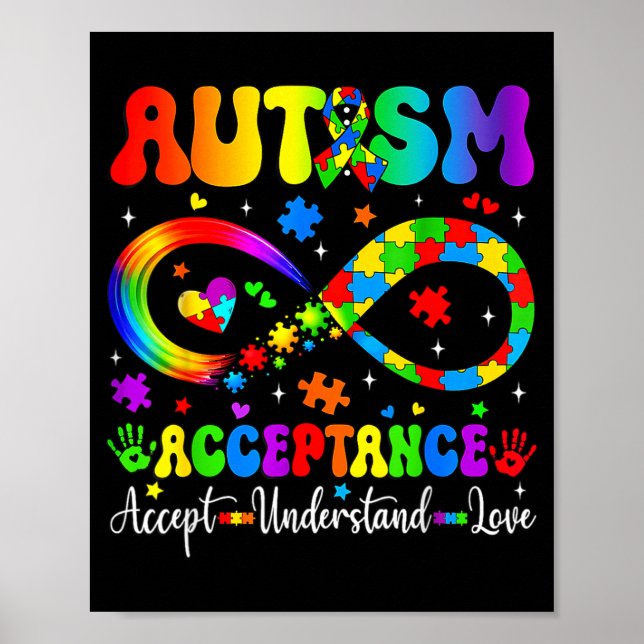 Autism Acceptans Medvetenhet Skjorta Oändlighetssy Poster (Framsidan)
