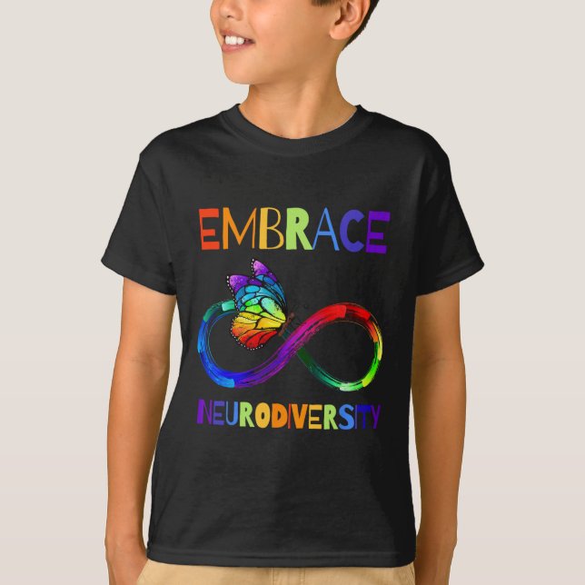 Autism Acceptans Medvetenhet T-Shirt Oändlighetssy (Framsida)
