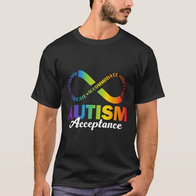 Autism Acceptans Medvetenhet T-Shirt Oändlighetssy (Framsida)