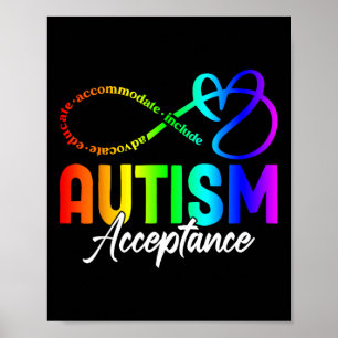 Autism Acceptans Medvetenhet T-Shirt Oändlighetssy Poster