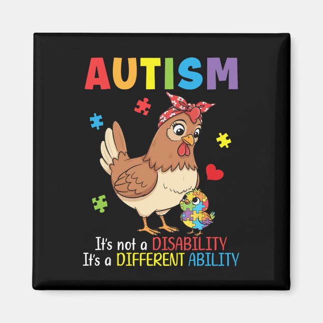 Autism Acceptans Mor Kyckling Olika Förmåga  Magnet (Framsidan)