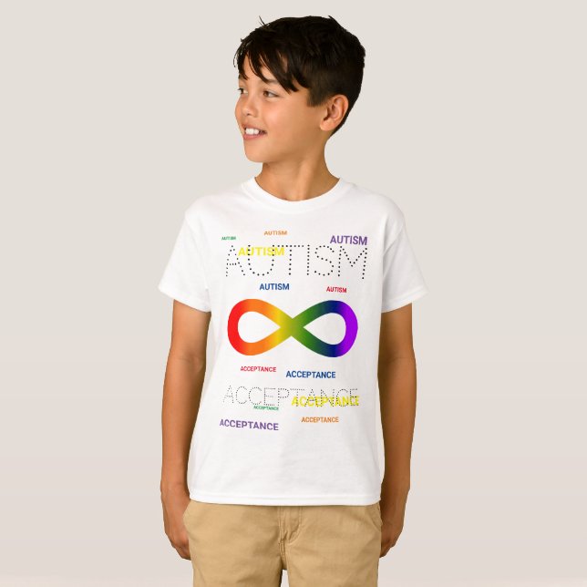 Autism Acceptans oändliga prickar T Shirt (Hel framsida)