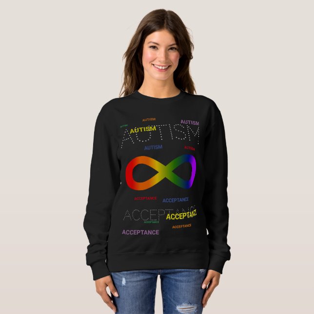 Autism Acceptans oändliga punkter mörk T Shirt (Hel framsida)