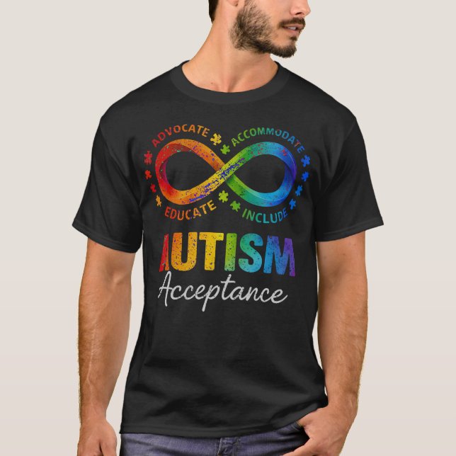 Autism Acceptans Oändlighet Förespråkare UTBILD T Shirt (Framsida)