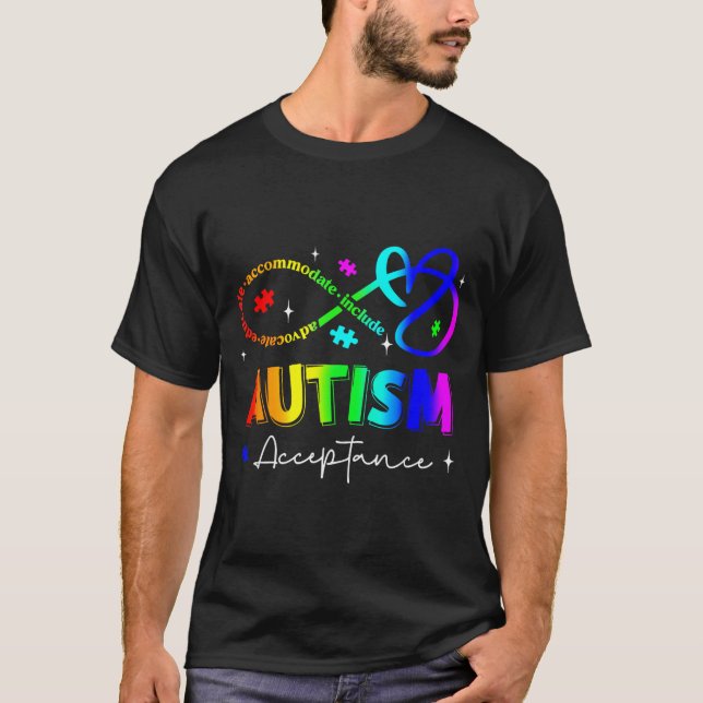 Autism Acceptans Oändlighetssymbol Män T Shirt (Framsida)