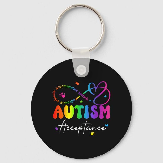 Autism Acceptans Oändlighetssymbol Nyckelring (Framsida)