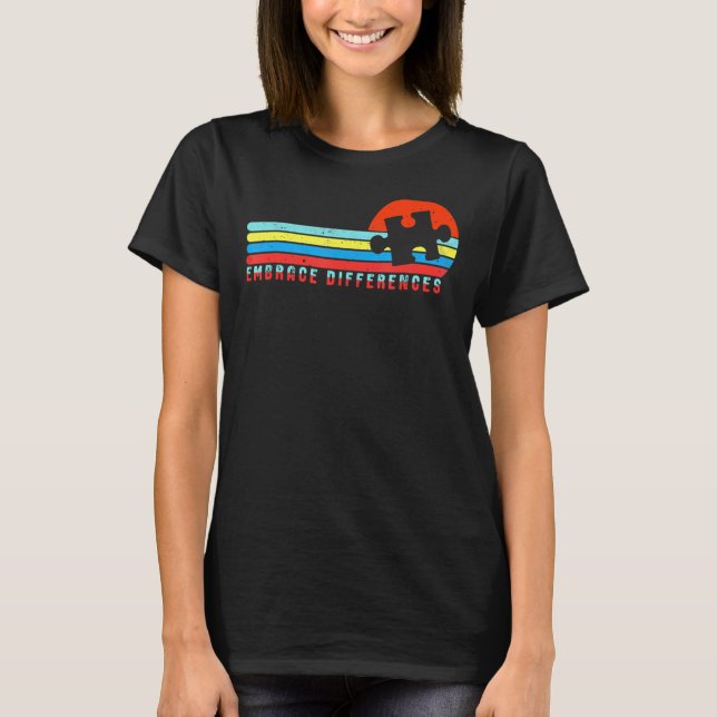 Autism Acceptans Omfamna Skillnader Pusselbit T Shirt (Framsida)