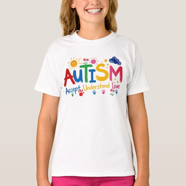 Autism Acceptera Förstå Kärlek T Shirt (Framsida)