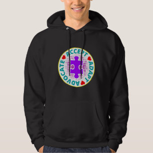 Autism accepterar Adapt Advocate Nice Teckning med Hoodie