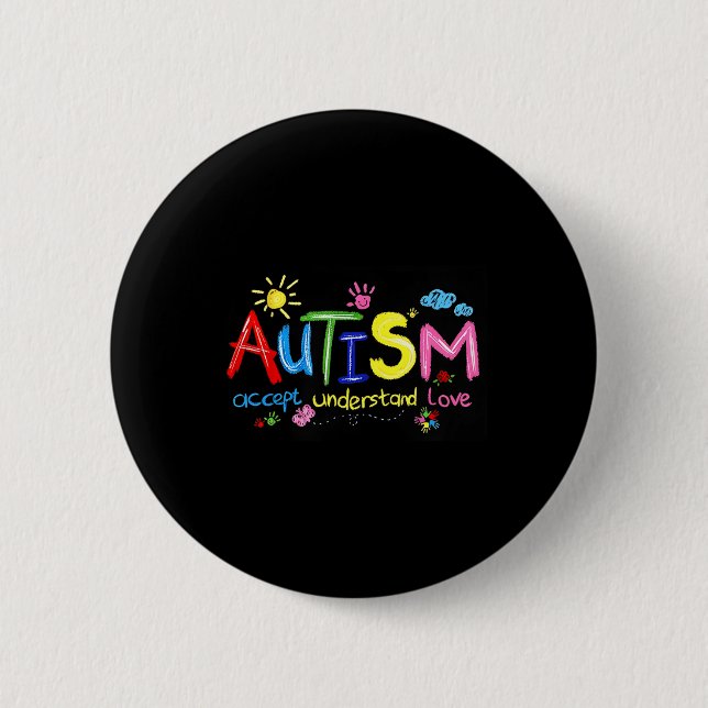 Autism Accepterar Kärlek Autism Awareness 1 Knapp (Framsida)