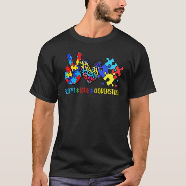 Autism Accepterar Kärlek förstår Puzzle Delar Tie  T Shirt (Framsida)